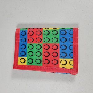 Tri-Fold Wallet Nylon with Red Color Trim Building Block Brick Design